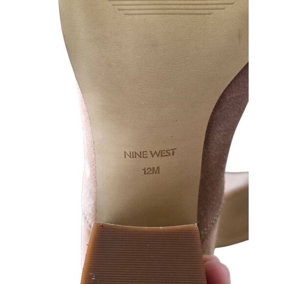 Nine West Booties Size 12 Tan Pointed Toe Leather Upper Block Heel - Picture 6 of 8